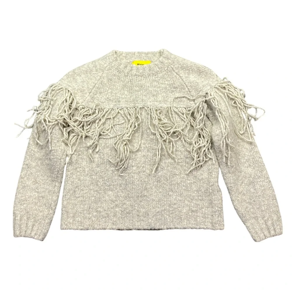 Maison Mangostan Kids Fringe Alpaca Wool Blend Knit Sweater Grey Size 10Y Spain